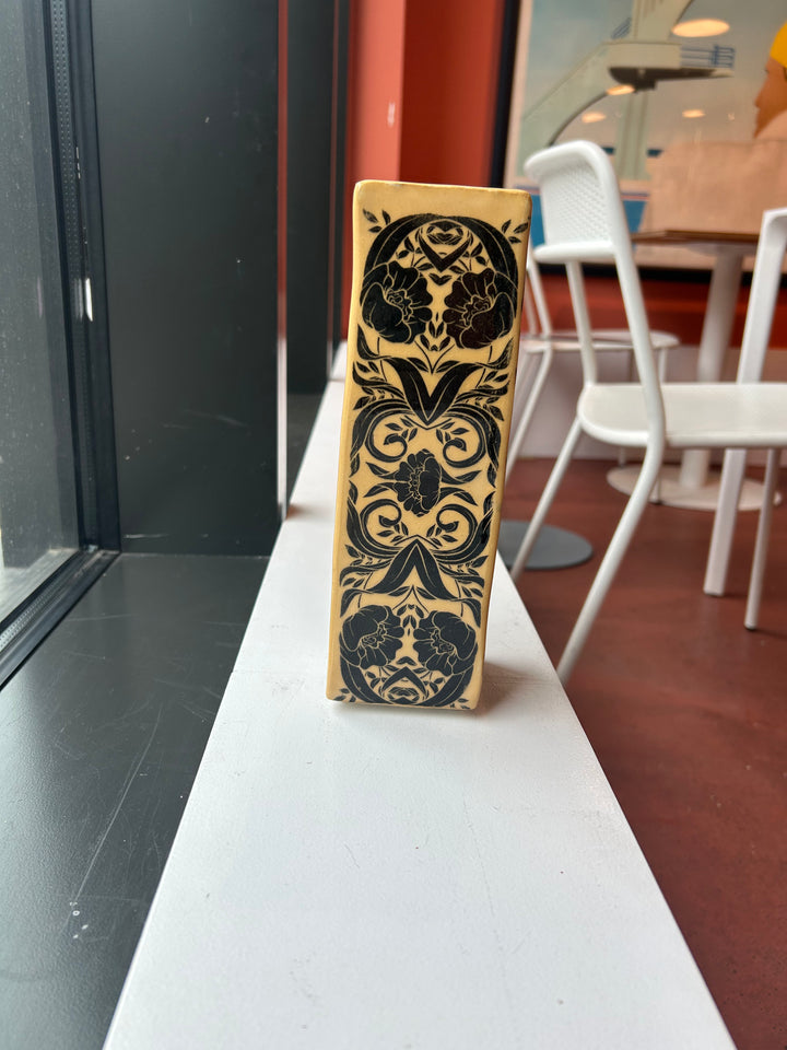 Tall Floral Ceramic Slab Vases