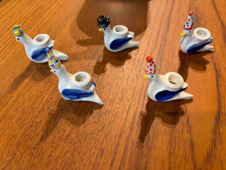 Mini Porcelain Pigeon Candle Holders