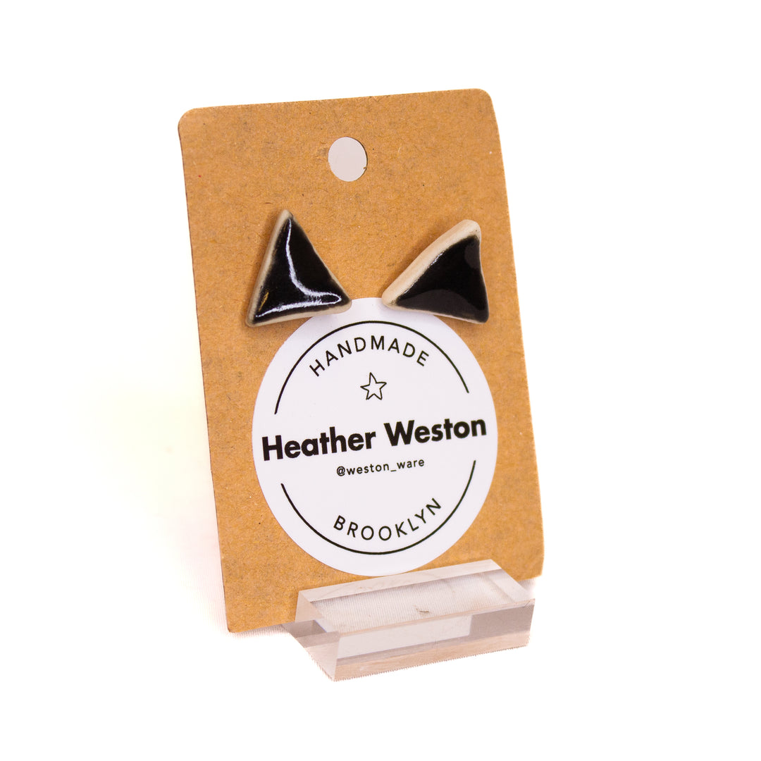 Black triangle ceramic earrings