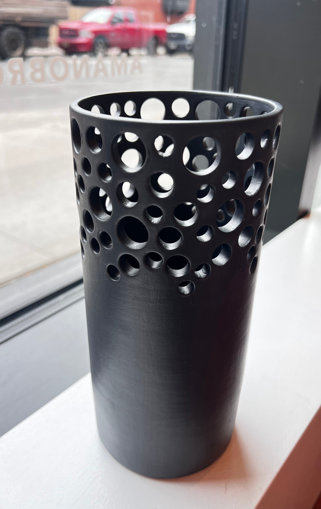 Modern Black Perforated Vase