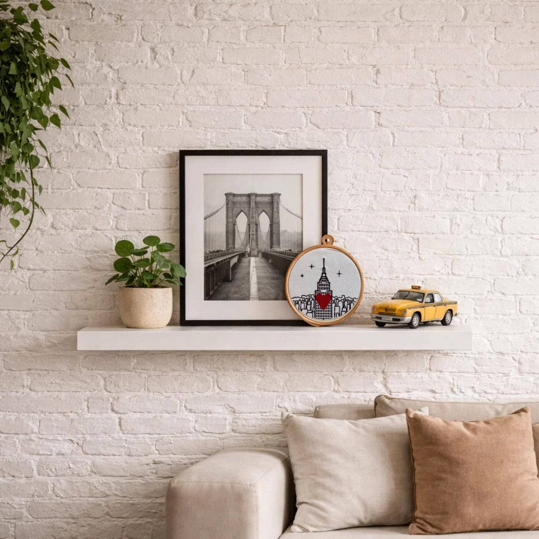 Empire State Building Heart Cross Stitch Kit