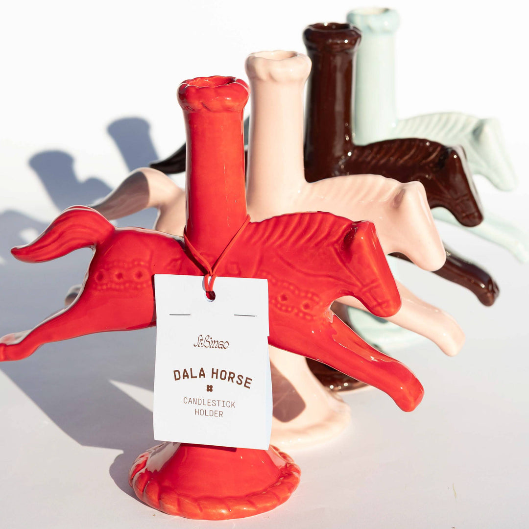 Dala Horse Candlestick Holder: Blue