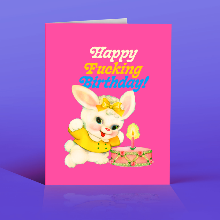 BUNNY PINK! birthday card