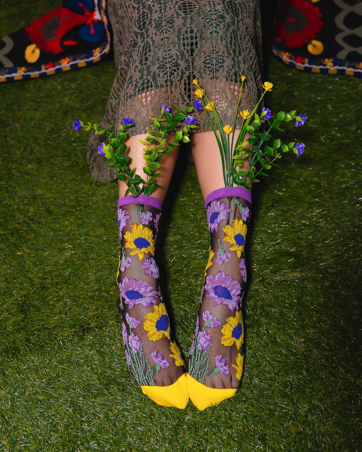 Mixed Sunflowers Sheer Sock