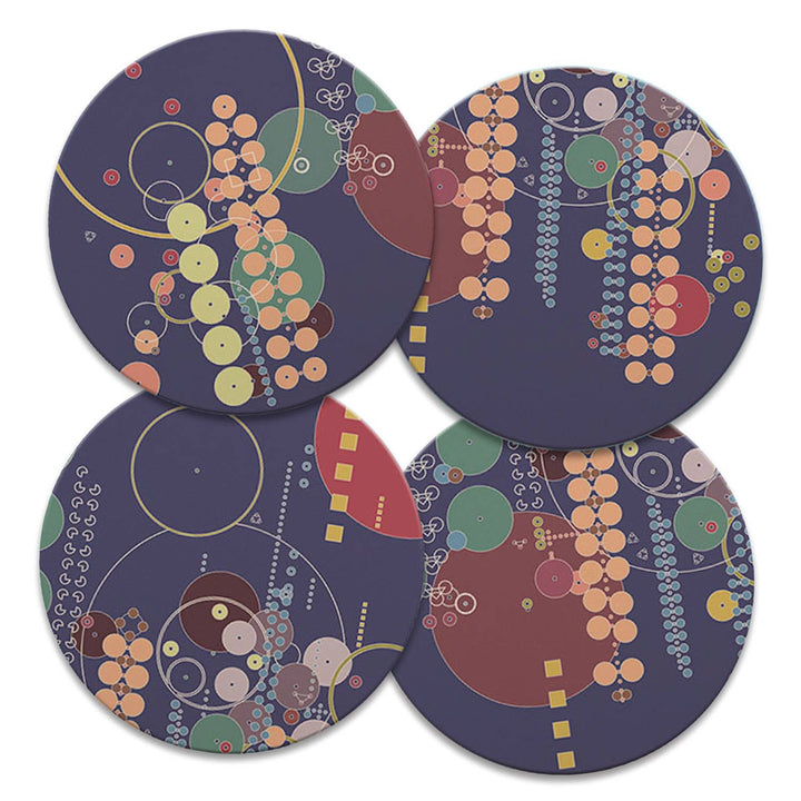 FLW "Midway Mural" 4 Pack Round Stone Coasters 4.25"