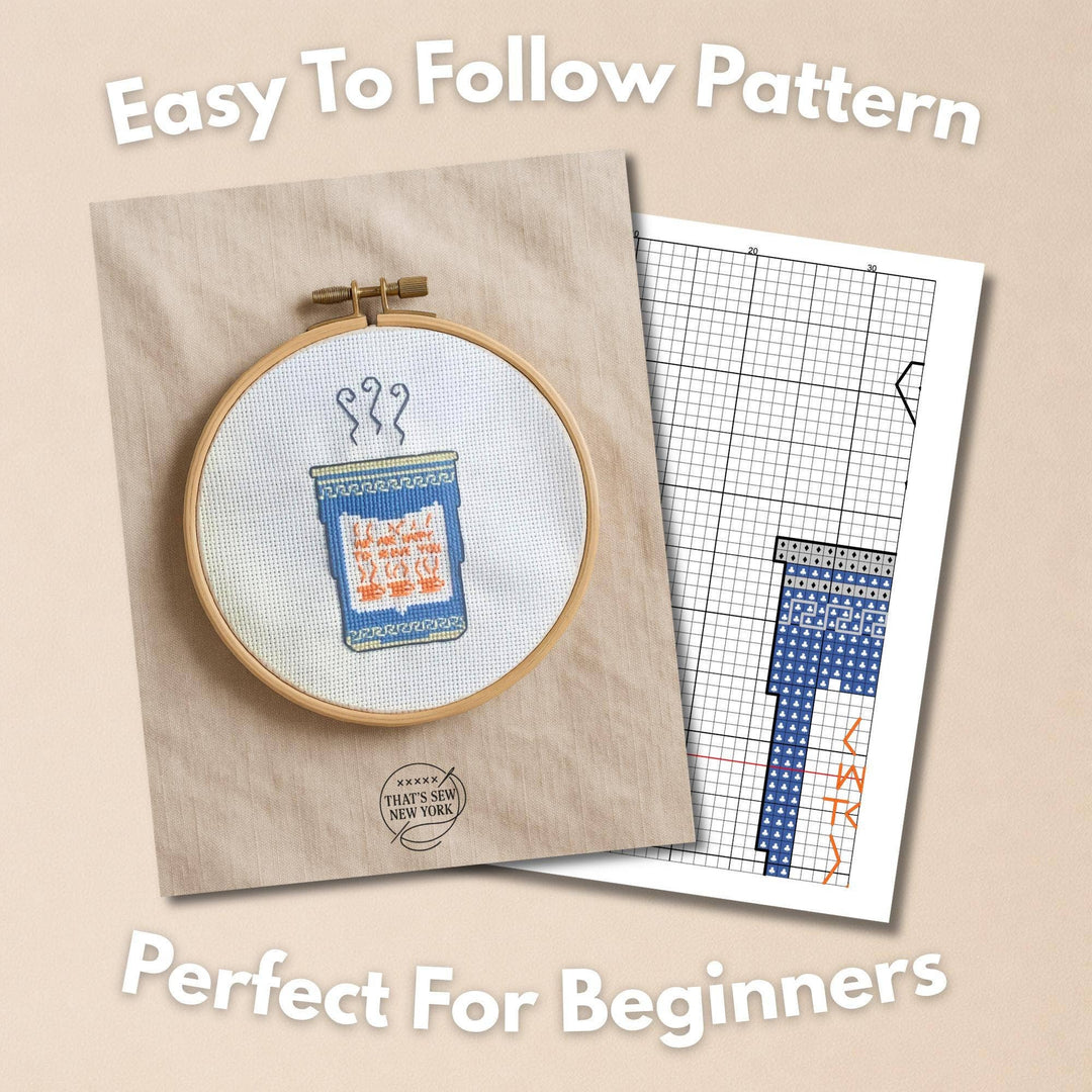 Greek Diner Coffee Cup Cross Stitch Kit