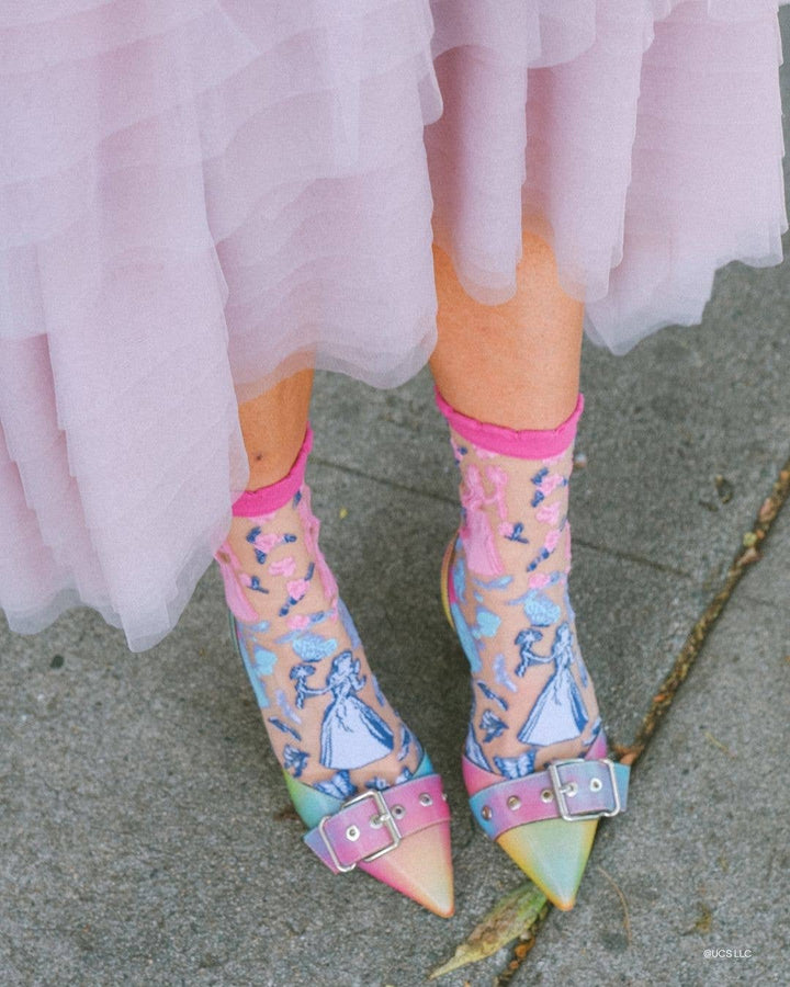 Wicked Glinda Silhouette Ruffle Sheer Crew Sock