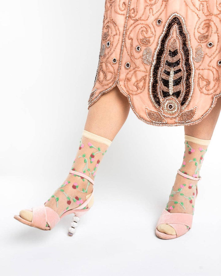 Sheer Rosettes Sock