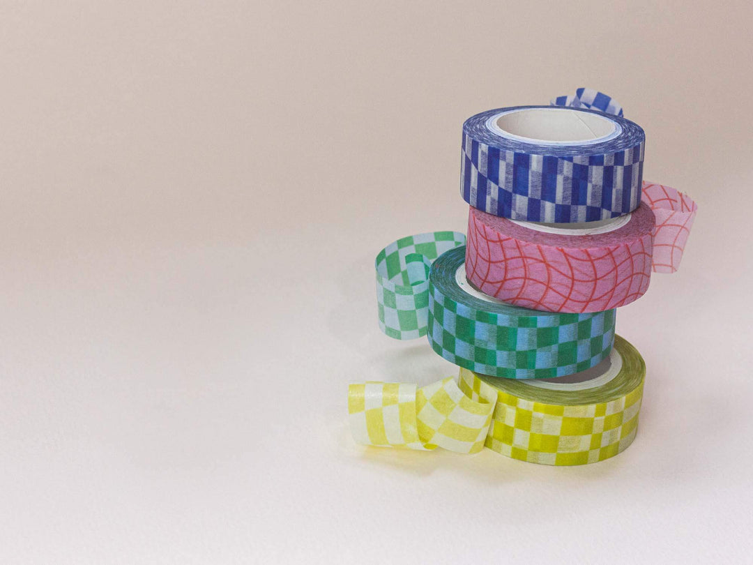 Pink wavy Grid  15mm • Wavy Grid Washi Tape