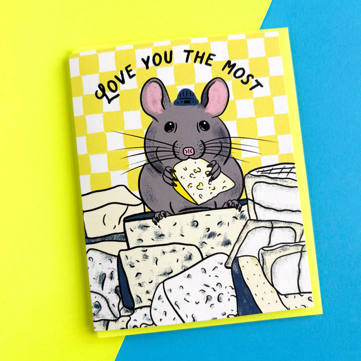 Cheese Mouse Love Card: Clear sleeve