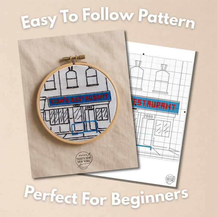 Tom’s Restaurant Storefront Cross Stitch Kit