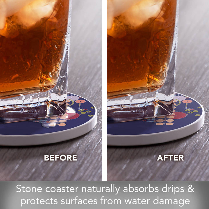 FLW "Midway Mural" 4 Pack Round Stone Coasters 4.25"