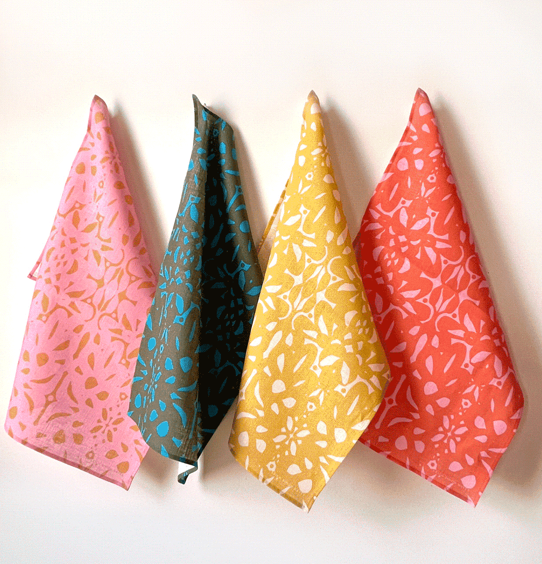 Trellis Tea Towel, pink