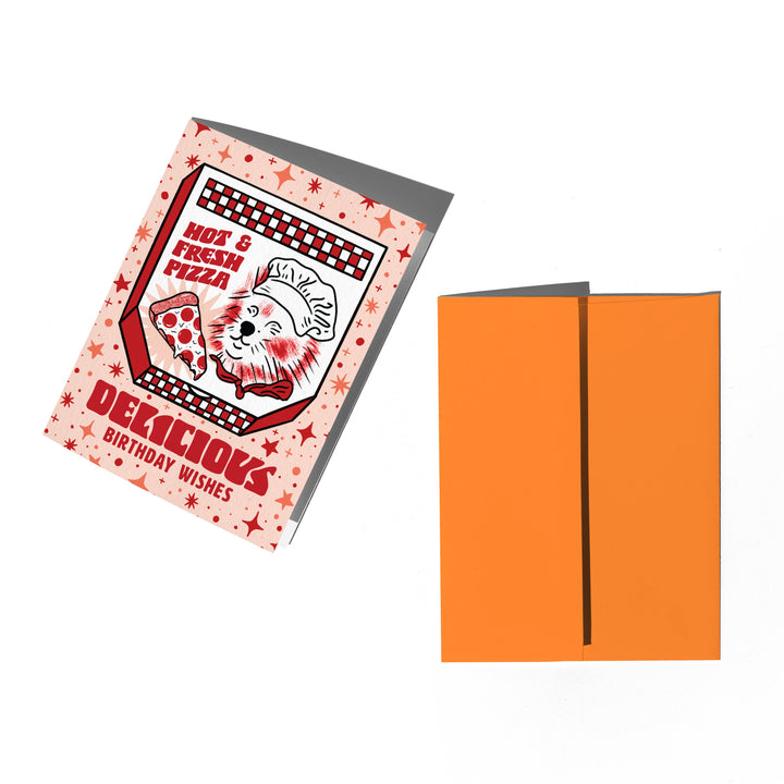 Pizza Birthday Card: Clear sleeve
