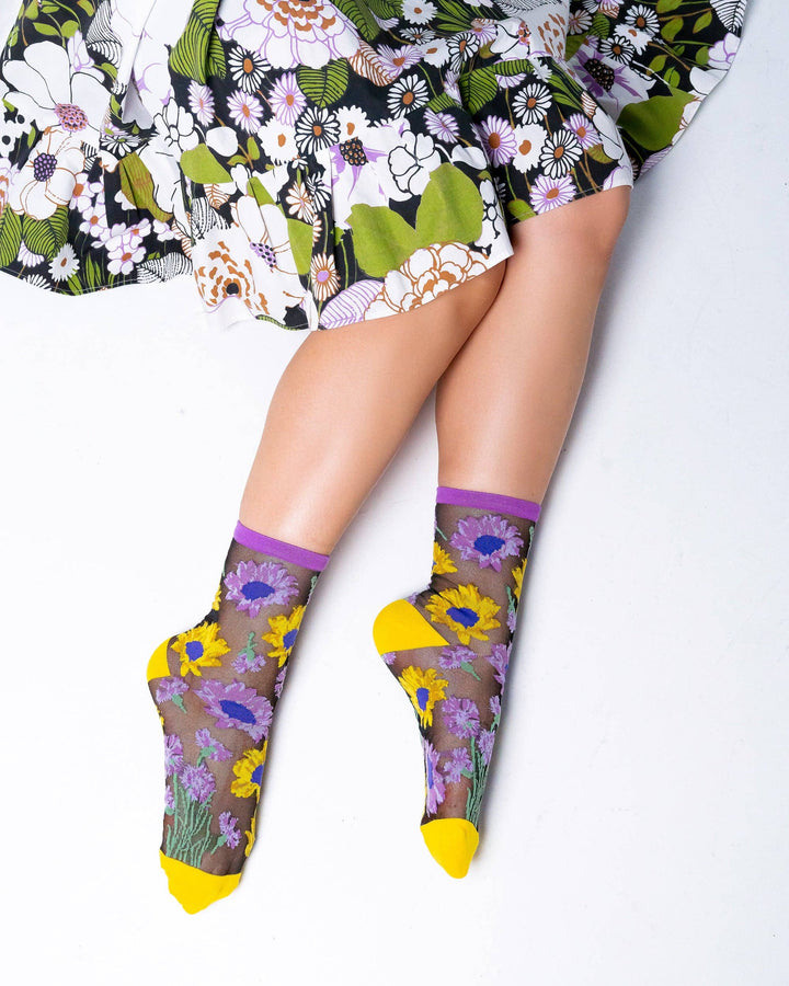 Mixed Sunflowers Sheer Sock
