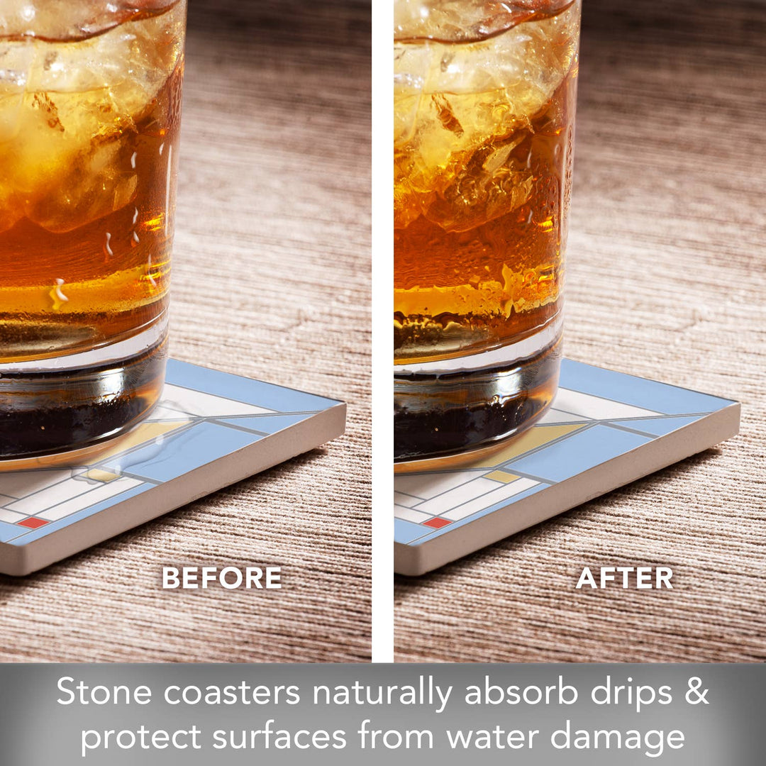 FLW "Chevron Designs " 4 Pack Assorted Image Coasters