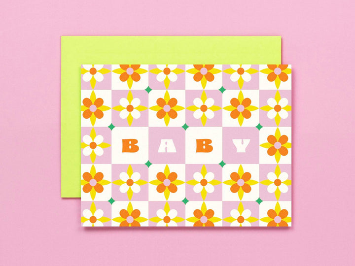 Baby Tiles • Flower Pattern New Baby Card
