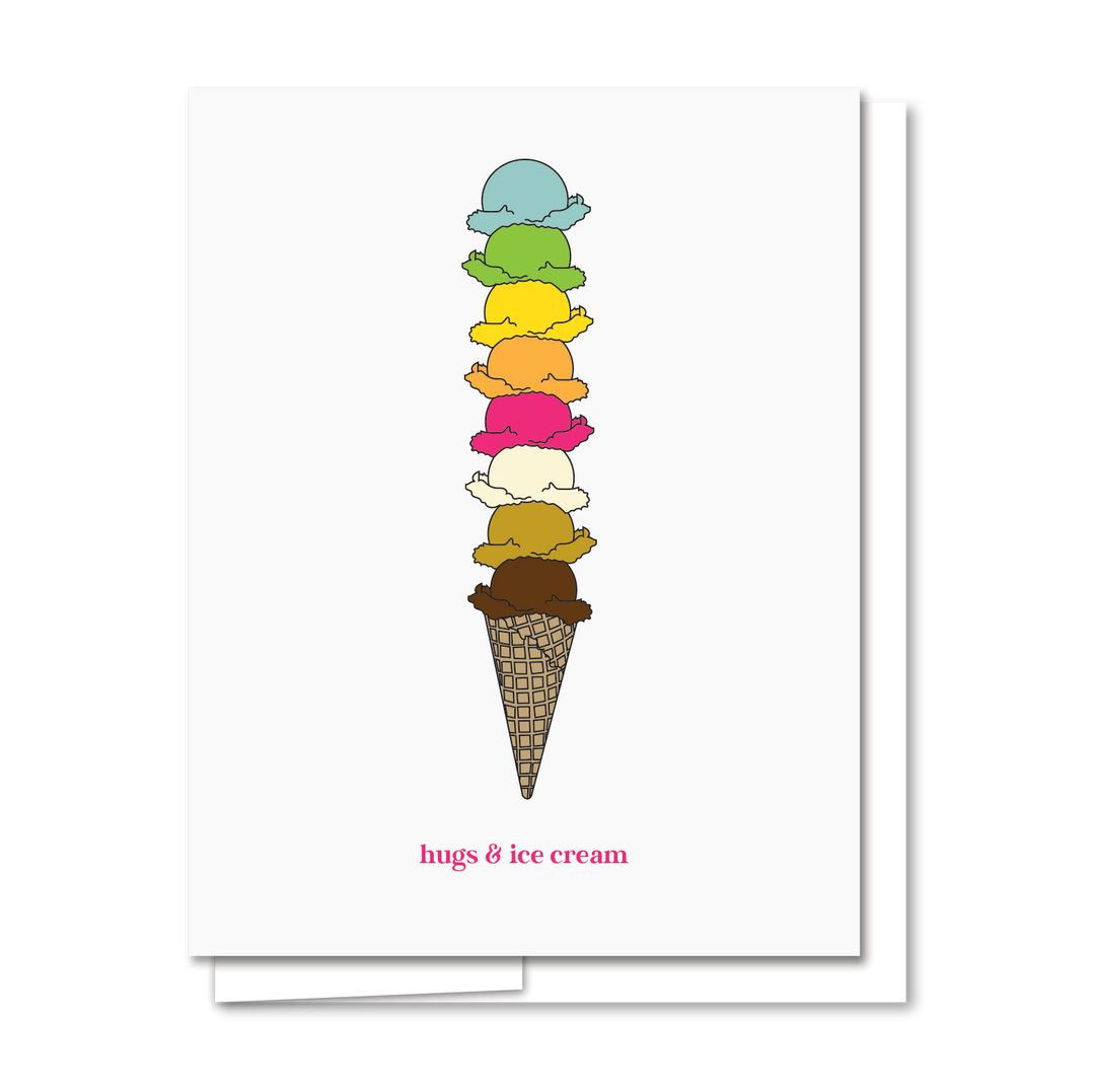 Ice Cream & Hugs - Letterpress Love Card