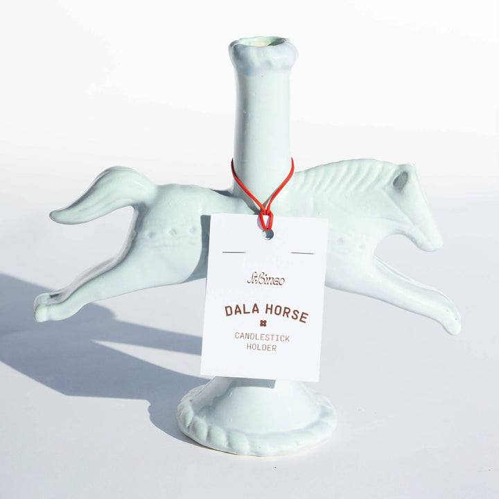 Dala Horse Candlestick Holder: Blue