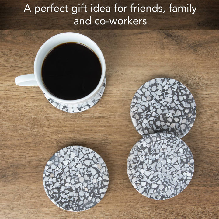 Thirstystone Black Natural Terrazzo Coaster 4pk