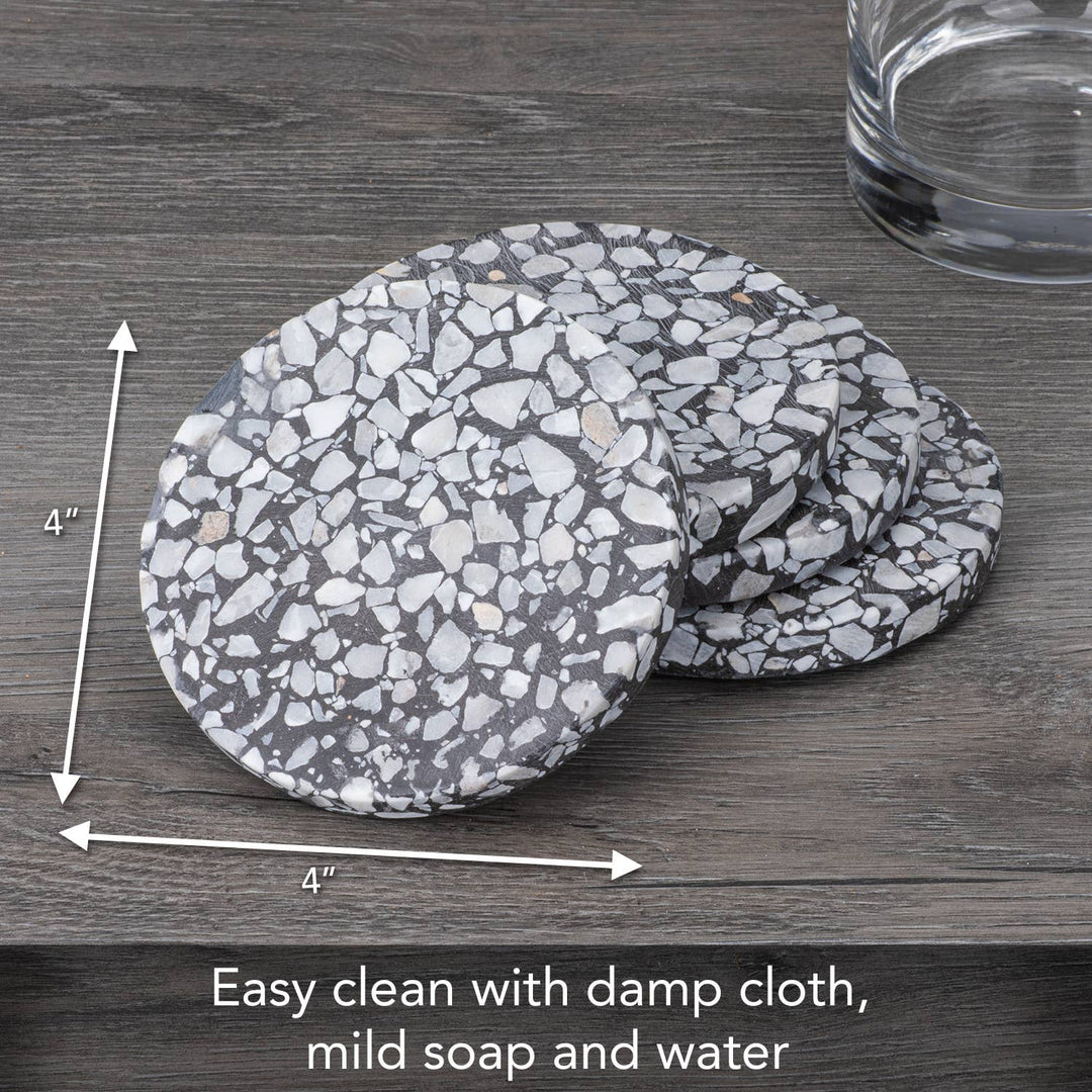 Thirstystone Black Natural Terrazzo Coaster 4pk