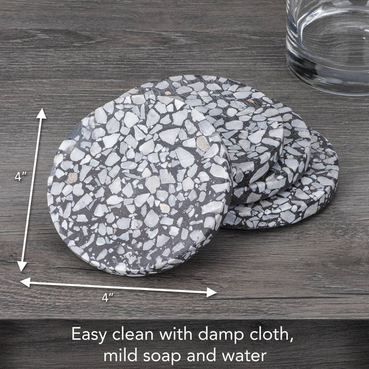 Thirstystone Black Natural Terrazzo Coaster 4pk
