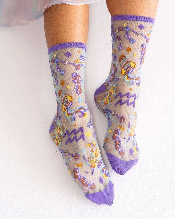 Zodiac Shimmer Socks: Aquarius