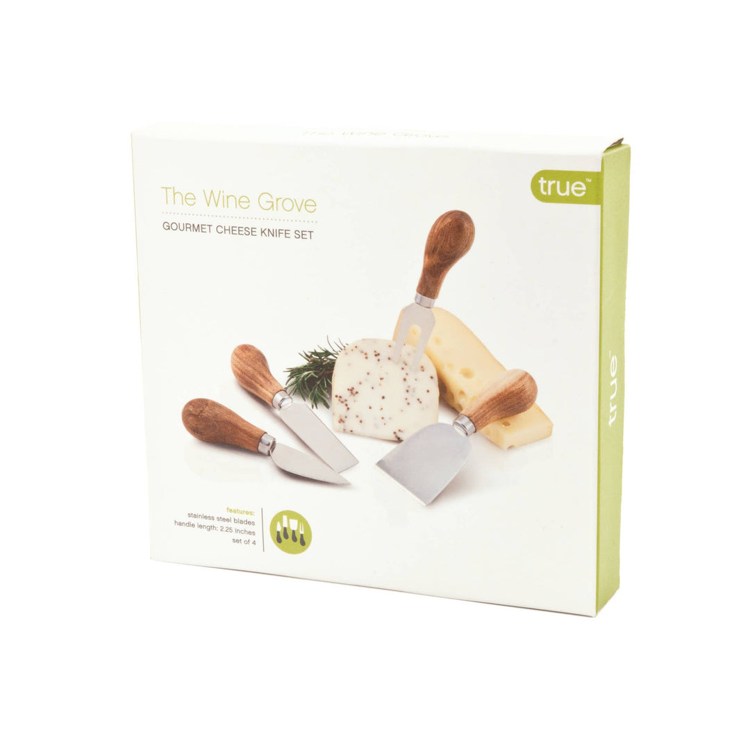 Grove Gourmet Cheese Tools with Acacia Wood Handles Set of 4