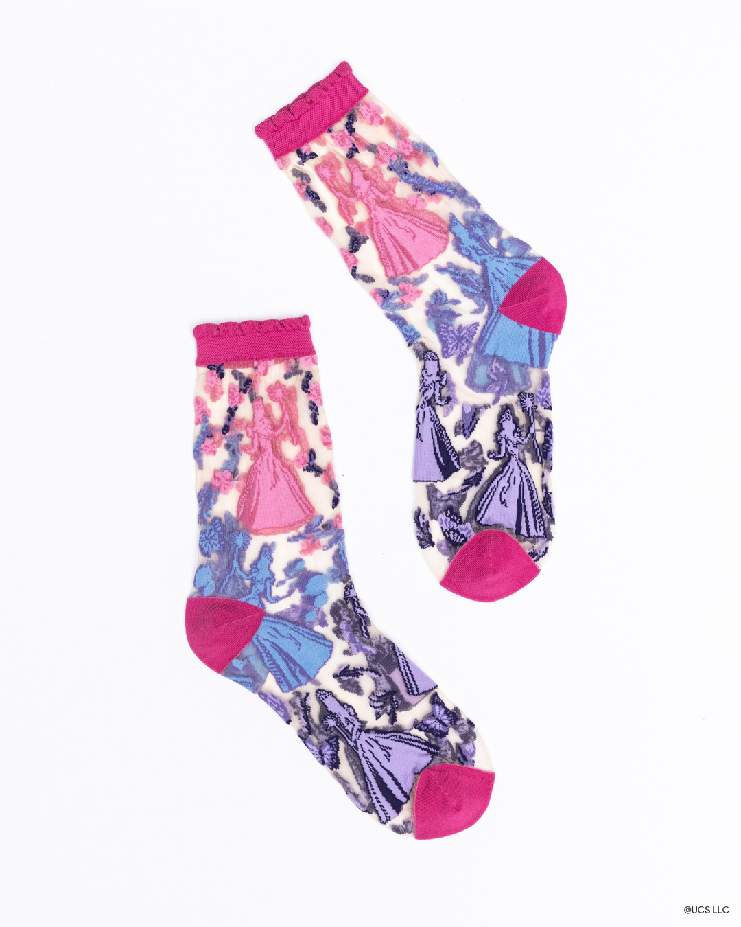 Wicked Glinda Silhouette Ruffle Sheer Crew Sock