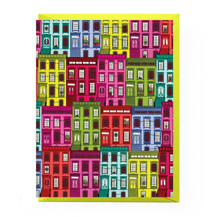 Brownstone Patterned Greeting Card: Clear sleeve