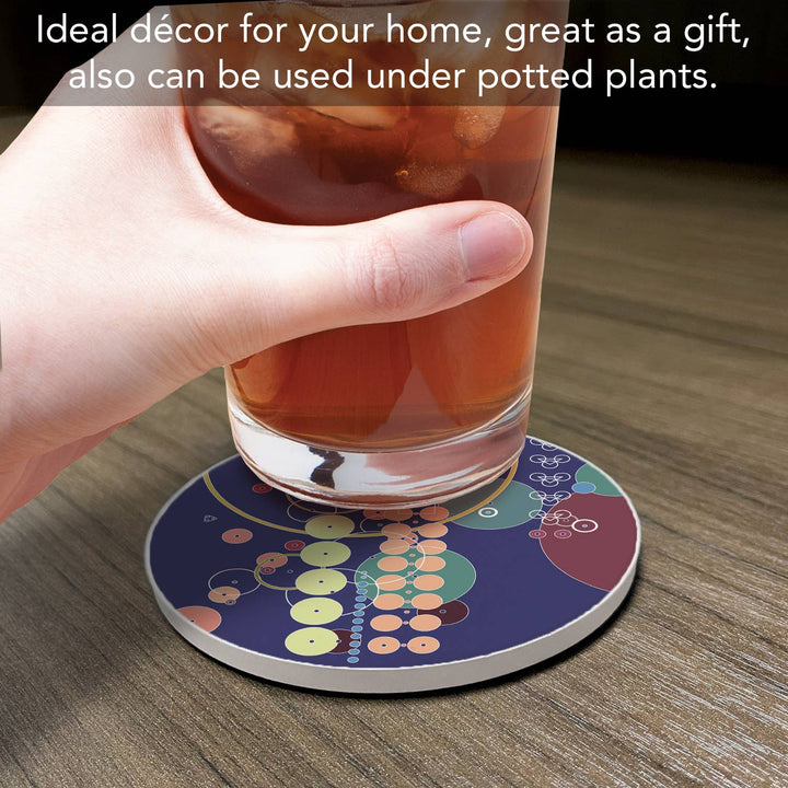 FLW "Midway Mural" 4 Pack Round Stone Coasters 4.25"