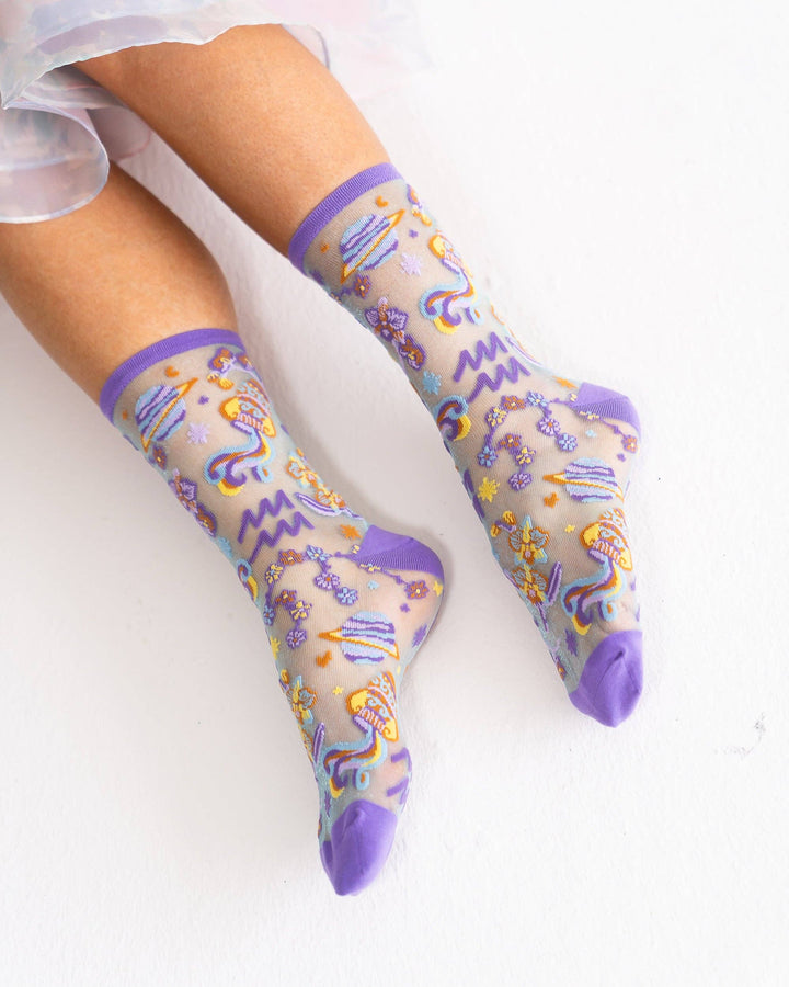 Zodiac Shimmer Socks: Aquarius