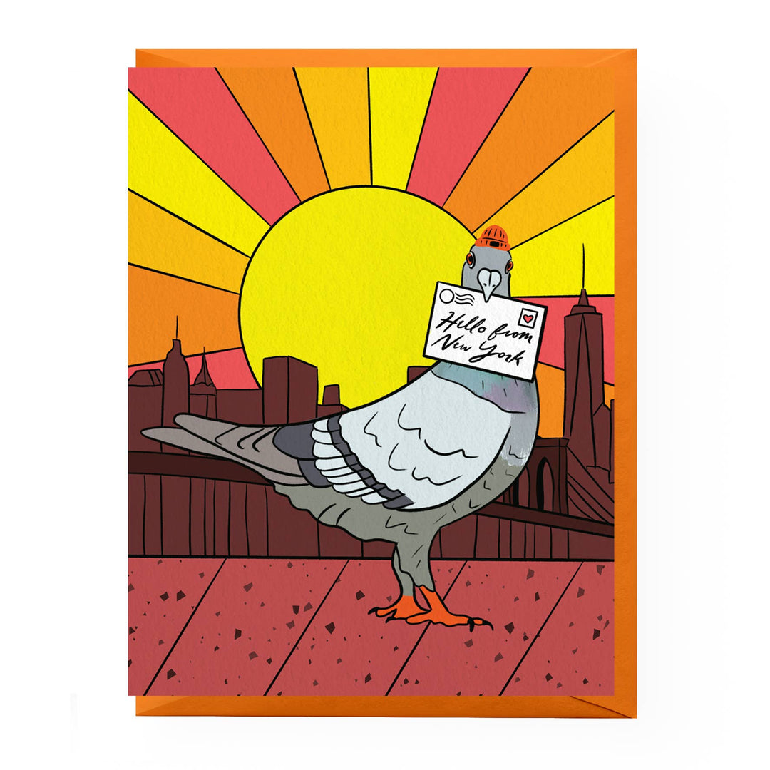 New York Pigeon Greeting Card: Clear sleeve