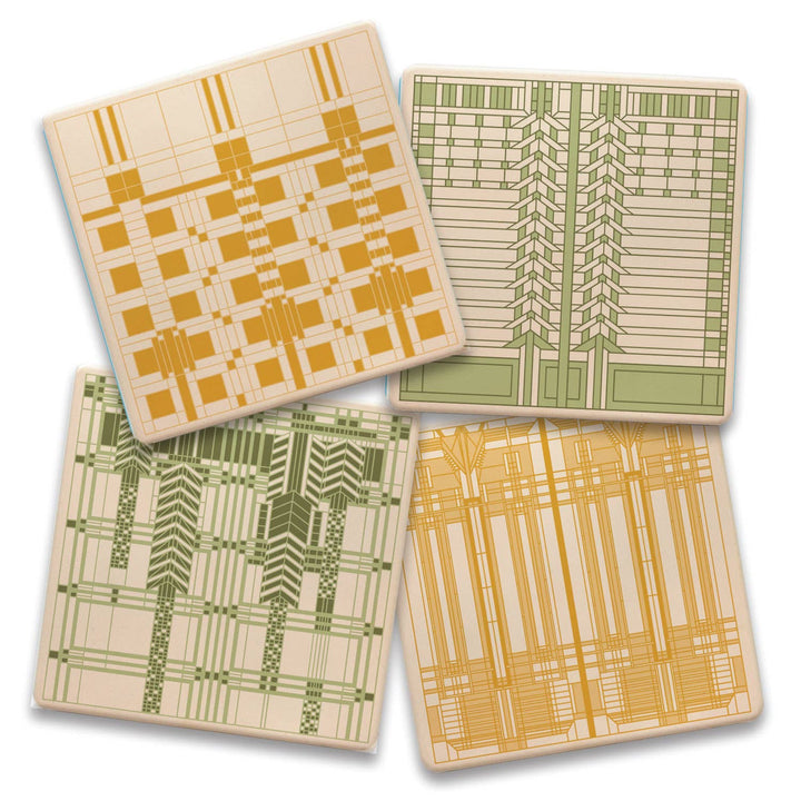 FLW "Art Glass Patterns" 4 Pack Assorted Image Coaster Set