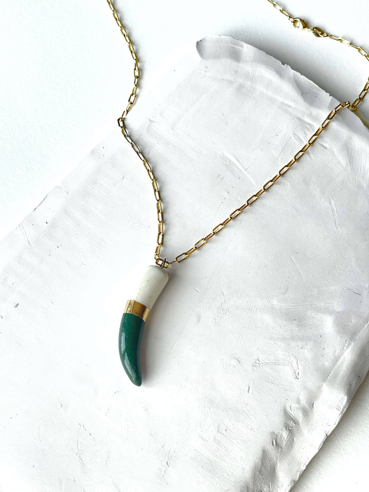 Shark tooth necklace: Lime Green