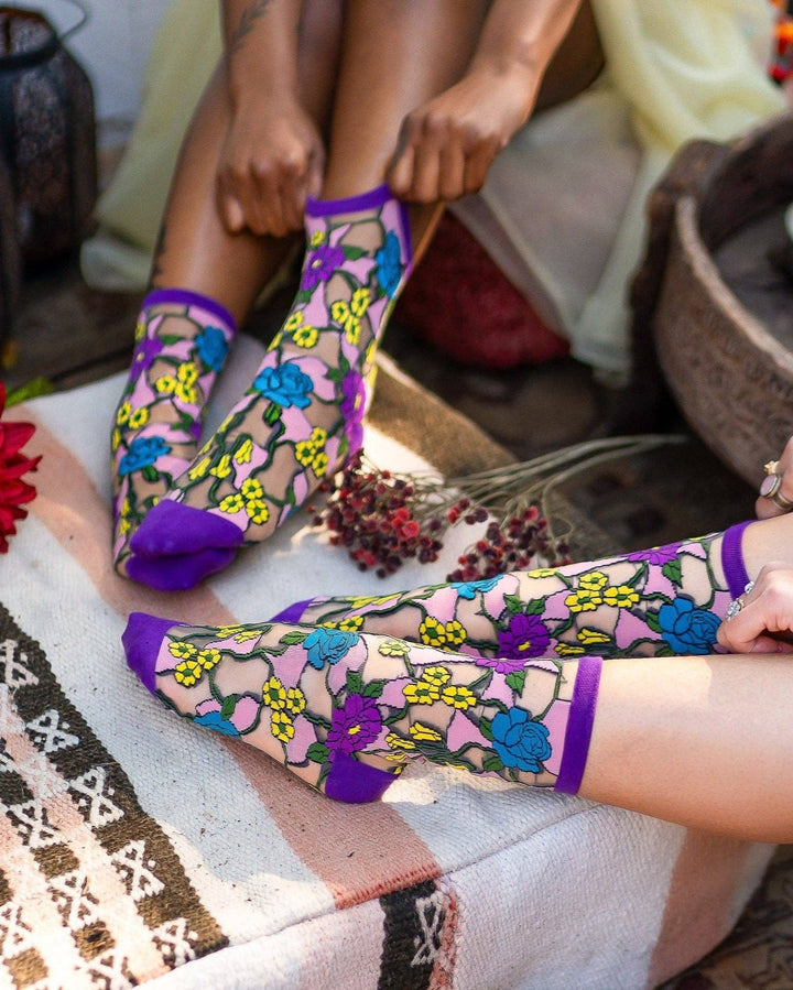 Stain Glass Floral Sheer Sock