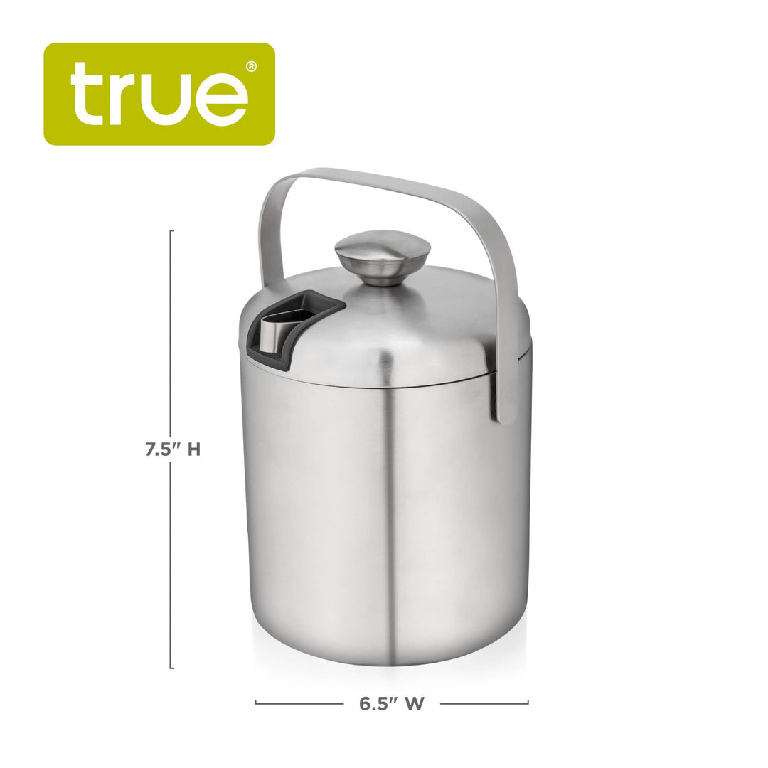 Insulated Stainless Steel Handled Ice Bucket w Lid and Tongs