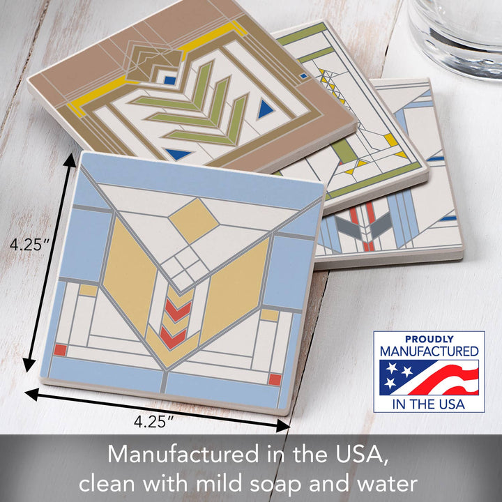 FLW "Chevron Designs " 4 Pack Assorted Image Coasters