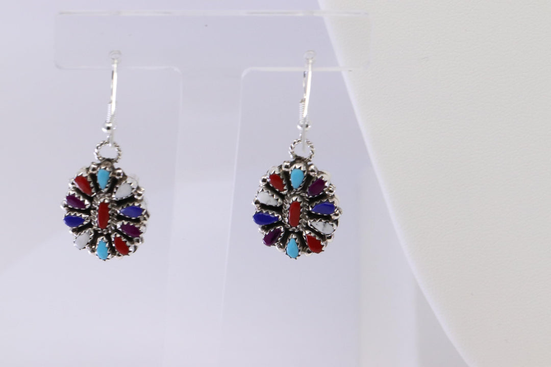 Reversible Native American Sterling Silver Turquoise Earring and Necklace Set