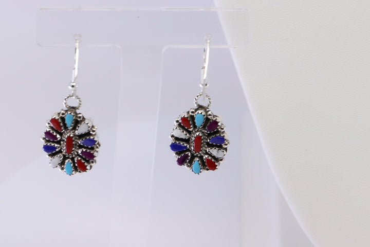 Reversible Native American Sterling Silver Turquoise Earring and Necklace Set