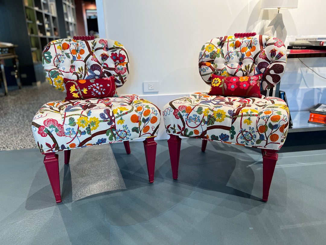 PAIR OF HOLLYWOOD REGENCY BOUDOIR CHAIRS