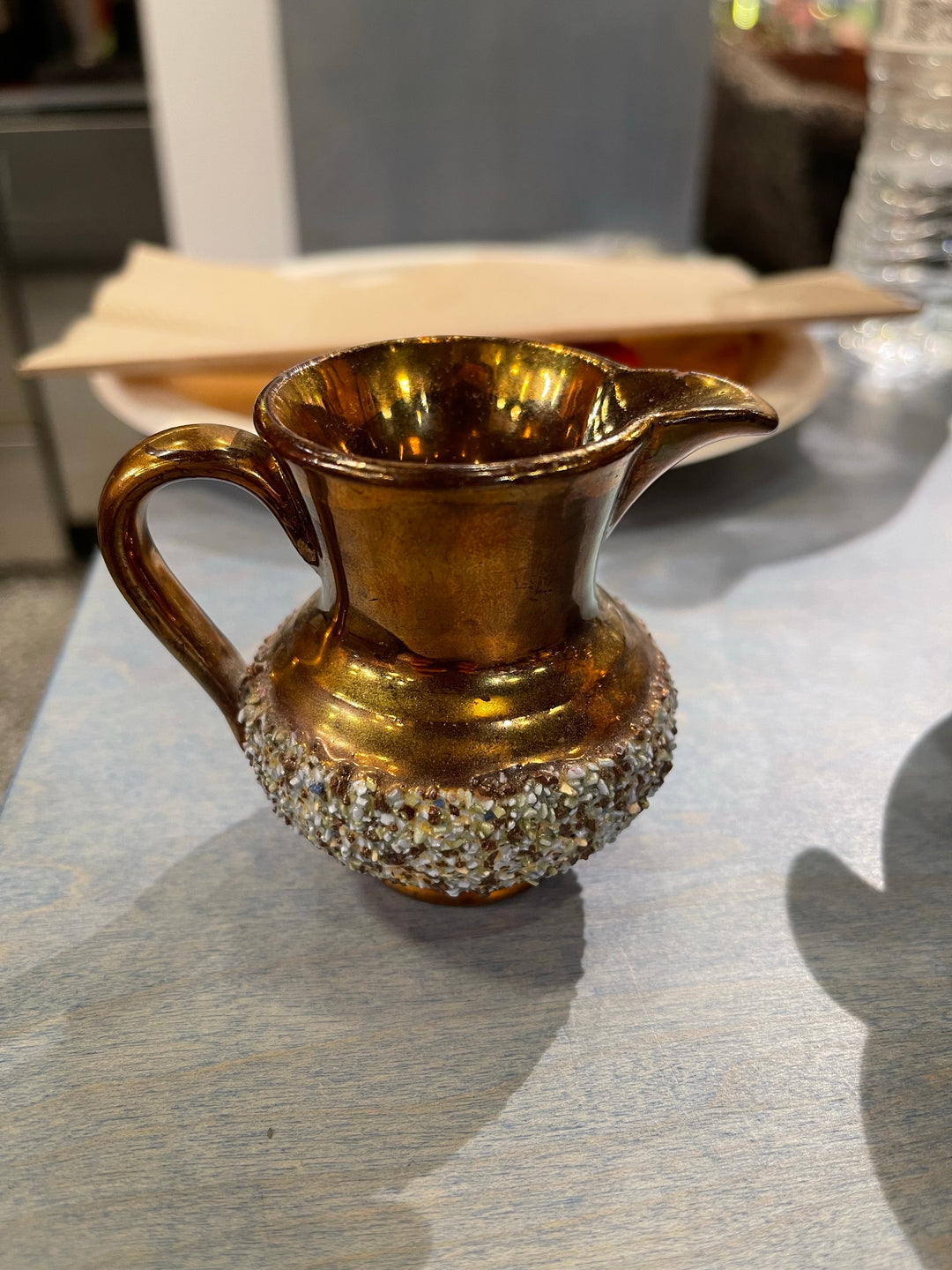 Vintage Copper Lustre Creamer with Grit Sanded Band